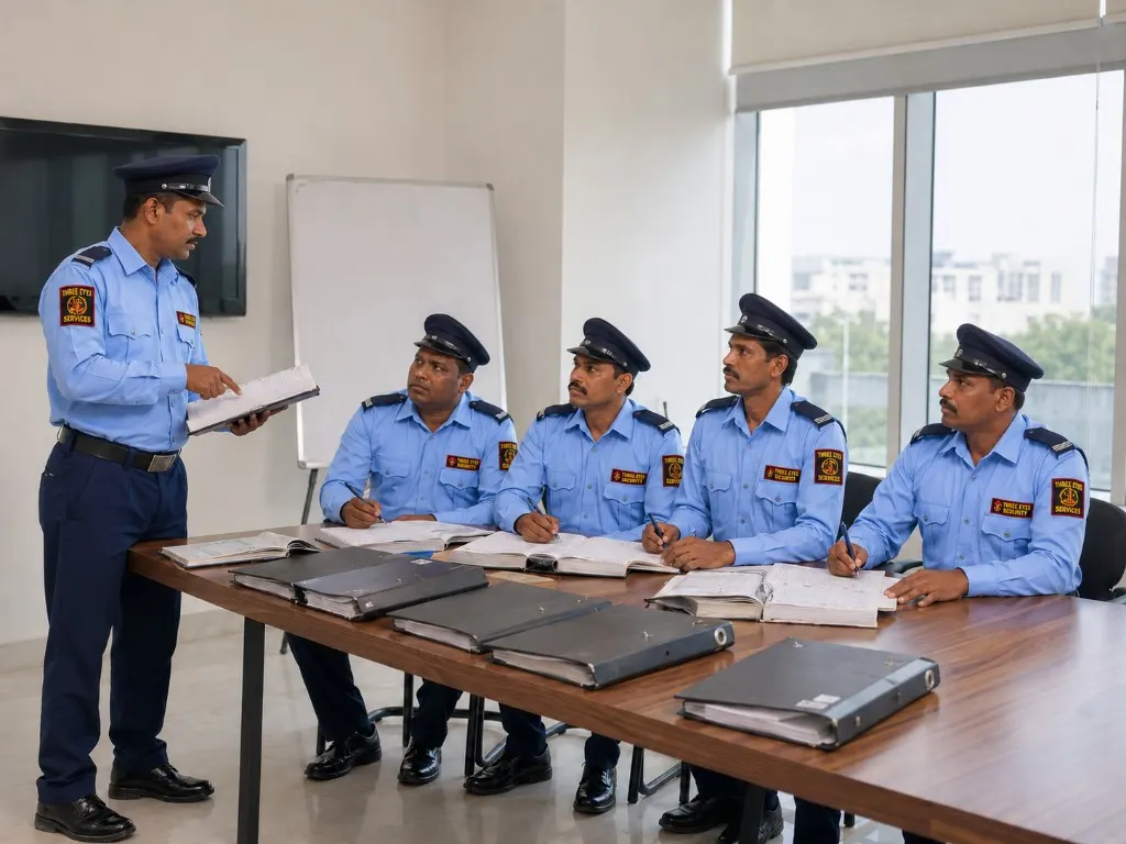 Three Eyes Security Services guards in security documentation and training